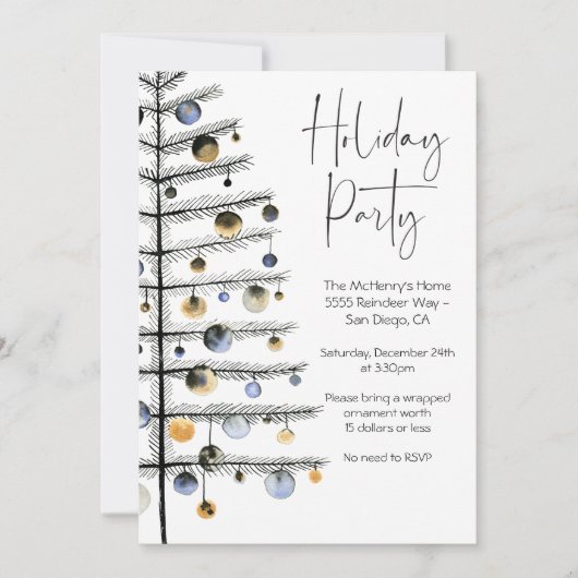 Invitation Fête de Noël Arbre (Devant)