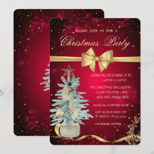 Invitation Fête de Noël Arbre à Pin, Arc, Renne