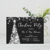 Invitation Fête de Noël Arbre Argent Éclairage (Debout devant)