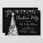 Invitation Fête de Noël Arbre Argent Éclairage (Devant / Derrière)