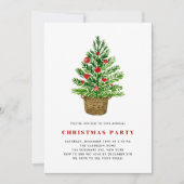 Invitation Fête de Noël Arbre d'Aquarelle (Devant)