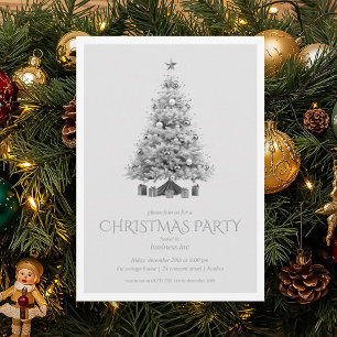 Invitation Fête de Noël Arbre d'Argent d'Entreprise