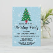 Invitation Fête de Noël Arbre de Noël Fête de la neige bleue (Debout devant)