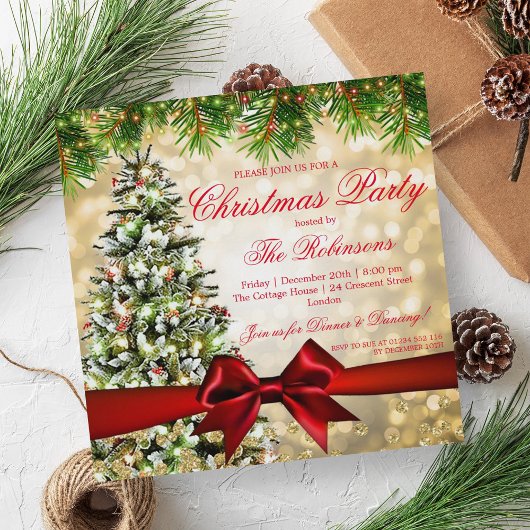 Invitation Fête de Noël | Arbre de Noël Parties scintillant d