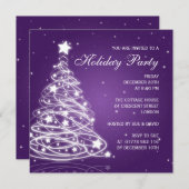 Invitation Fête de Noël Arbre de Noël Purple (Devant / Derrière)