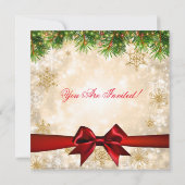 Invitation Fête de Noël | Arbre de Noël, ruban et étincelles (Dos)
