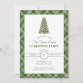 Invitation Fête de Noël Arbre de Noël Vert foncé Plaid (Devant)