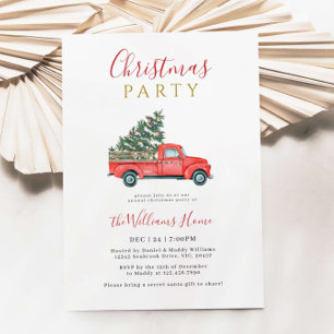 Invitation Fête de Noël Arbre et Camion de ferme