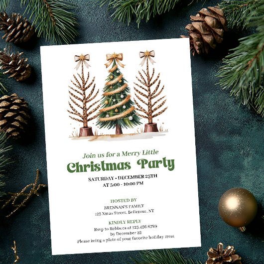 Invitation Fête de Noël arbre léopard aquarelle chic 
