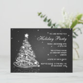 Invitation Fête de Noël Arbre noir (Debout devant)