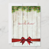 Invitation Fête de Noël | Arbre rustique, lumières et ruban r (Dos)