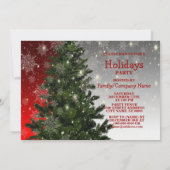 Invitation Fête de Noël Arbre vert Rouge Argent Flèches (Dos)