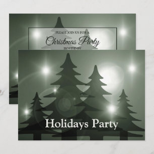Invitation Fête de Noël Arbres Verts Vacances Hiver Élégant