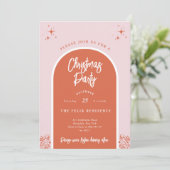 Invitation Fête de Noël Arche moderne en rose et rouge (Debout devant)