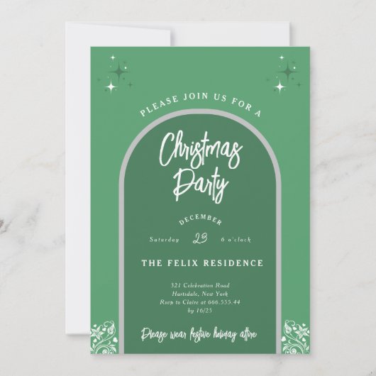 Invitation Fête de Noël Arche moderne en vert (Devant)