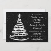 Invitation Fête de Noël Argent et Noir de Ruban (Devant)