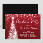 Invitation Fête de Noël Argent Rouge Arbre Éclairage (Devant / Derrière)