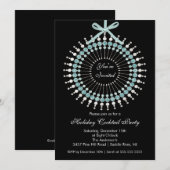 Invitation Fête de Noël argentée et bleue de cocktail (Devant / Derrière)