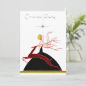 Invitation Fête de Noël Art Déco avec une garçonne et un cerf (Debout devant)