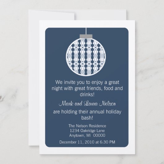 Invitation Fête de Noël Art déco | Bleu (Devant)