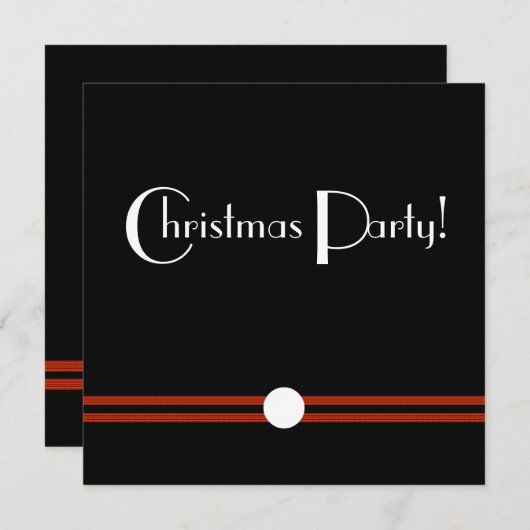 Invitation Fête de Noël Art déco Noir et blanc (Devant / Derrière)