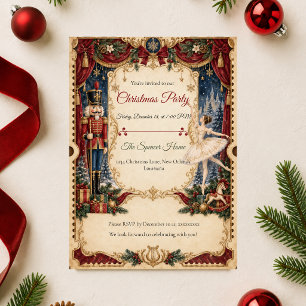 Invitation Fête de Noël au ballet Casse-Noisette vintage