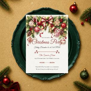Invitation Fête de Noël au bonbon festif