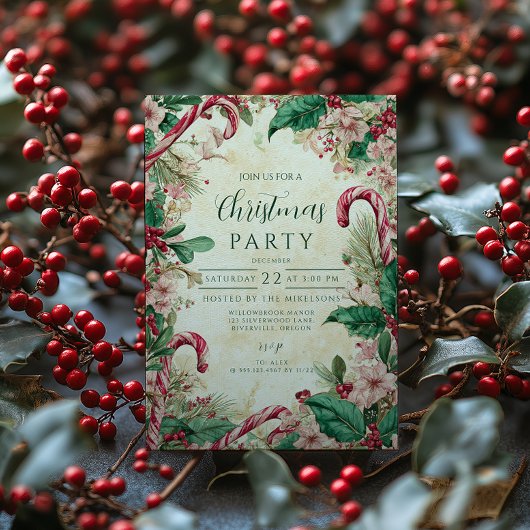 Invitation Fête de Noël au bonbon rustique