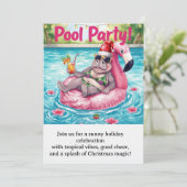 Invitation Fête de Noël au bord de la piscine Hippopotame mi (Debout devant)