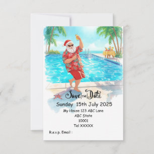 Invitation Fête de Noël au bord de la piscine – Le Père Noël 