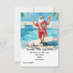 Invitation Fête de Noël au bord de la piscine – Le Père Noël