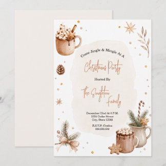 Invitation Fête de Noël au cacao chaud aquarelle