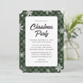 Invitation Fête de Noël au carreau buffle vert flocon de neig (Debout devant)
