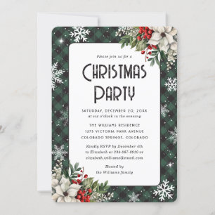 Invitation Fête de Noël au carreau vert moderne