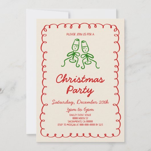 Invitation Fête de Noël au champagne à main blanche (Devant)