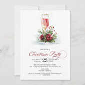 Invitation Fête de Noël au Champagne Rose (Devant)