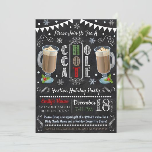 Invitation Fête de Noël au chocolat chaud (Debout devant)