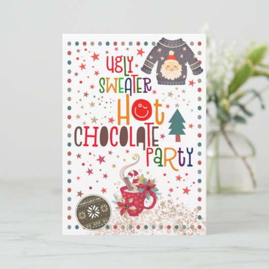 Invitation Fête de Noël au chocolat chaud (Debout devant)