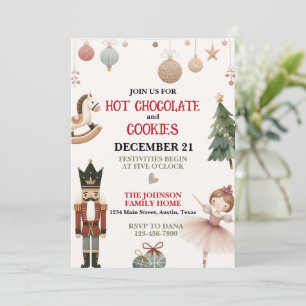 Invitation Fête de Noël au Chocolat Chaud et aux Cookies