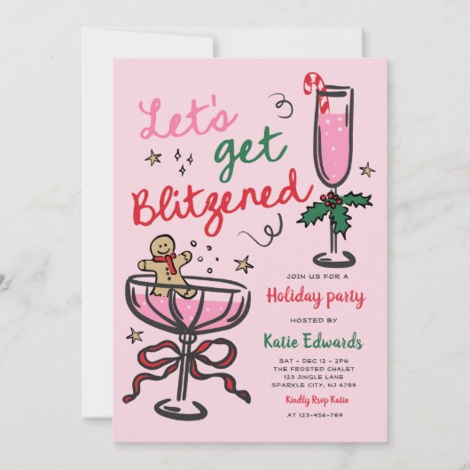 Invitation Fête de Noël au cocktail Blitzened (Devant)