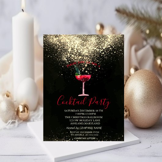 Invitation Fête de Noël au cocktail Confetti