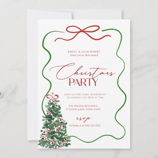 Invitation Fête de Noël au dessin fantaisiste (Devant)