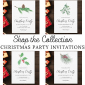 Invitation Fête de Noël au feuillage moderne