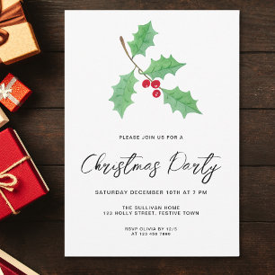 Invitation Fête de Noël au feuillage moderne