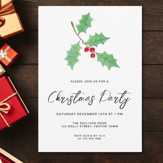 Invitation Fête de Noël au feuillage moderne