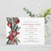 Invitation Fête de Noël au feuillage traditionnel rouge vert (Debout devant)