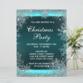 Invitation Fête de Noël au flocon de neige bleu sarcelle élég (Debout devant)