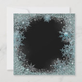 Invitation Fête de Noël au flocon de neige bleu sarcelle noir (Dos)