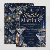 Invitation Fête de Noël au gui et aux martinis (Devant / Derrière)