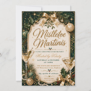 Invitation Fête de Noël au gui et aux martinis